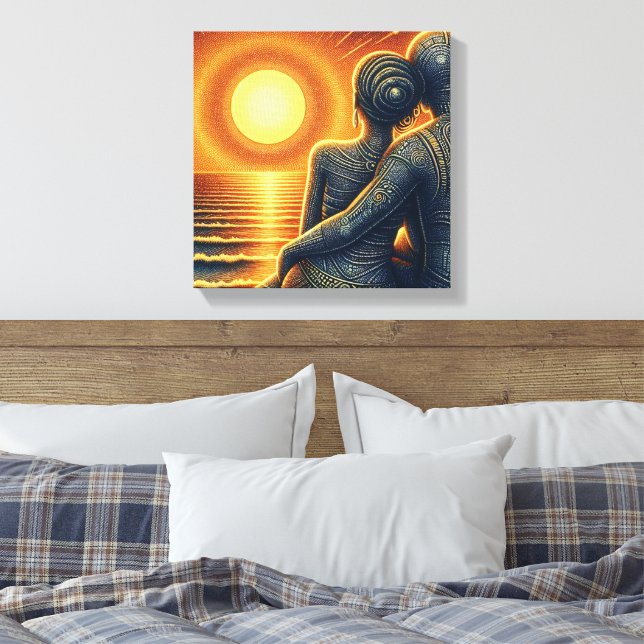 Liebespaar bei Sonnen Untergang am Meer Canvastryck (Insitu (sovrum))