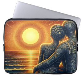 Liebespaar bei Sonnen Untergang am Meer Laptop Fodral