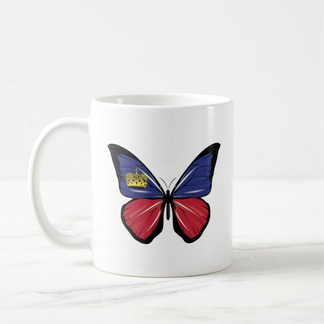 Liechtenstein Butterfly Flagga Kaffemugg (Vänster)