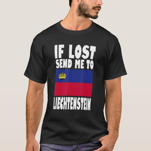 Liechtenstein Flagga Design  Om den är förlorad sk T Shirt (Framsida)