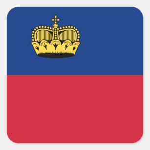 Liechtenstein Flagga Fyrkantigt Klistermärke