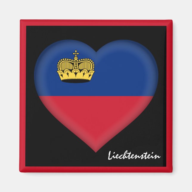 Liechtenstein flagga & Heart, Liechtenstein helgda Magnet (Framsidan)