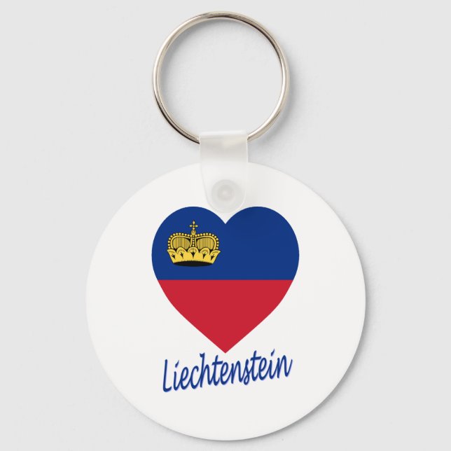Liechtenstein Flagga Heart Nyckelring (Framsida)