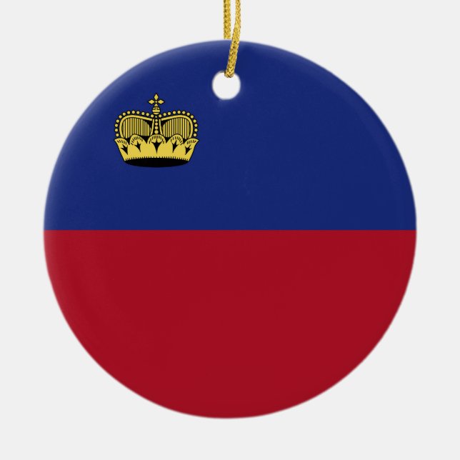 Liechtenstein flagga julgransprydnad keramik (Framsidan)