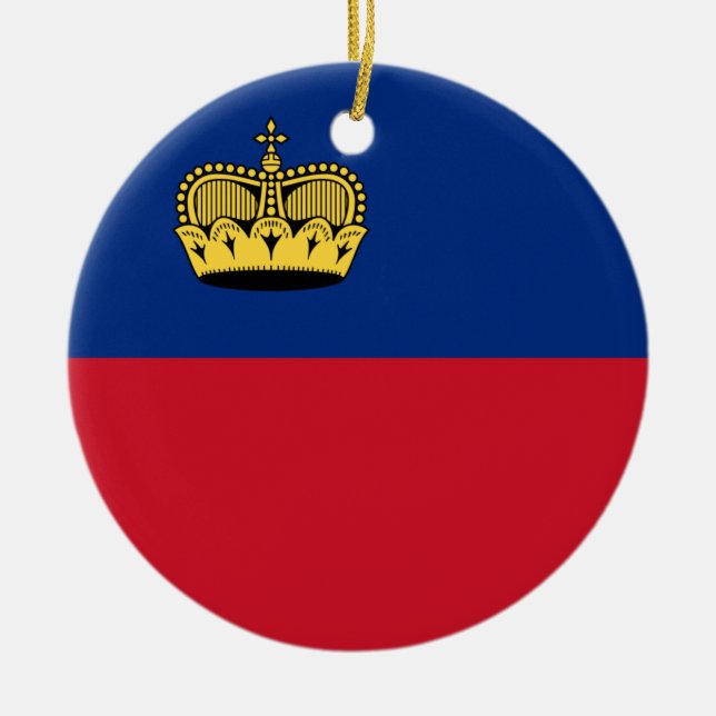 Liechtenstein Flagga Julgransprydnad Keramik (Framsidan)