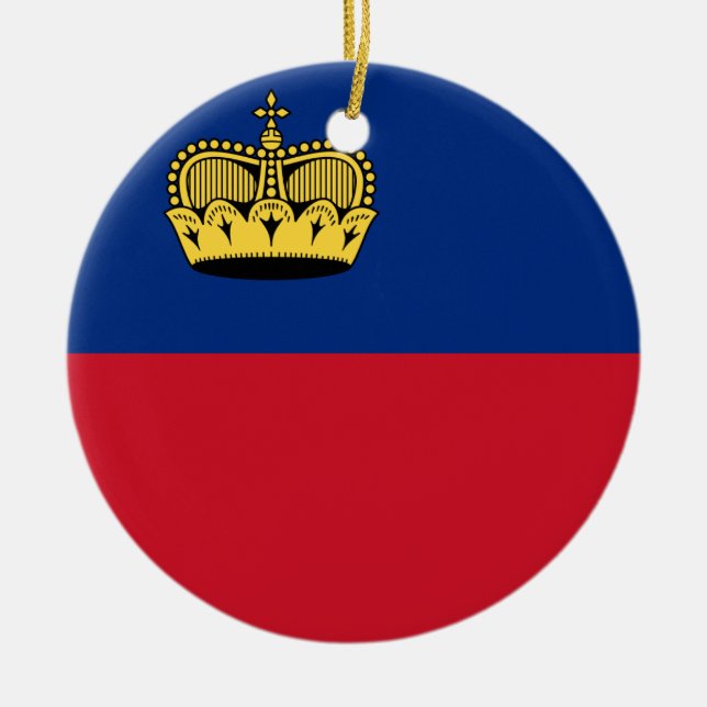 Liechtenstein Flagga Julgransprydnad Keramik (Framsidan)