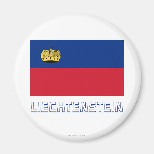 Liechtenstein Flagga med Namn Magnet (Framsidan)