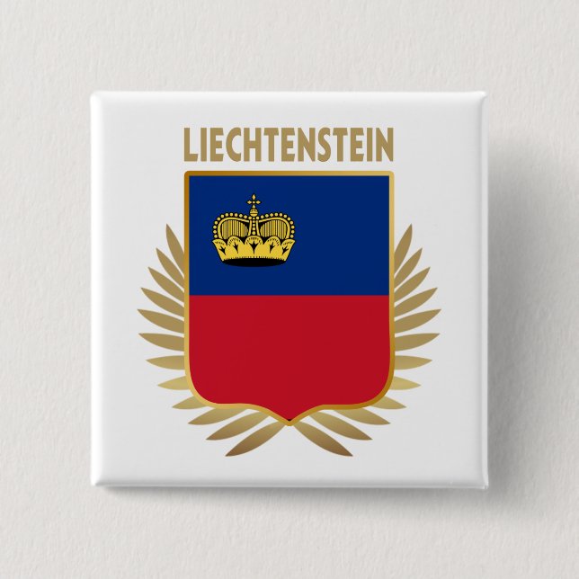 Liechtenstein Flagga Shield Knapp (Framsida)