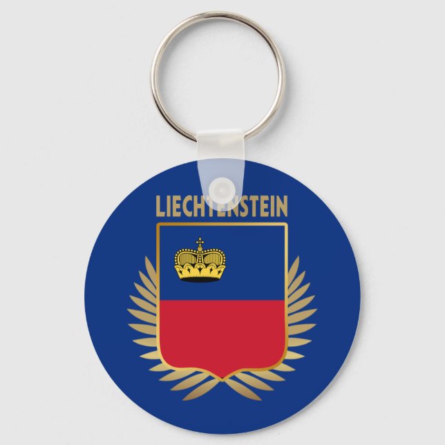 Liechtenstein Flagga Shield Nyckelring (Framsida)