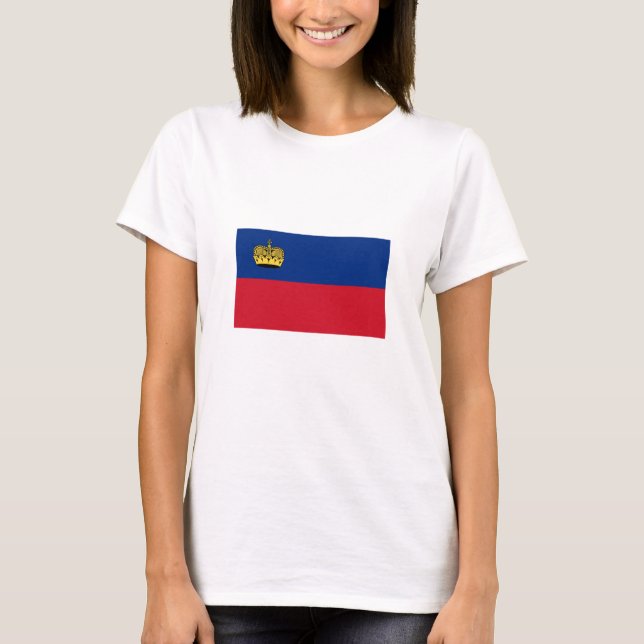 Liechtenstein-flagga T Shirt (Framsida)