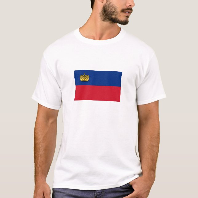 Liechtenstein Flagga T Shirt (Framsida)