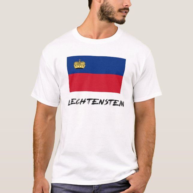 Liechtenstein Flagga T Shirt (Framsida)