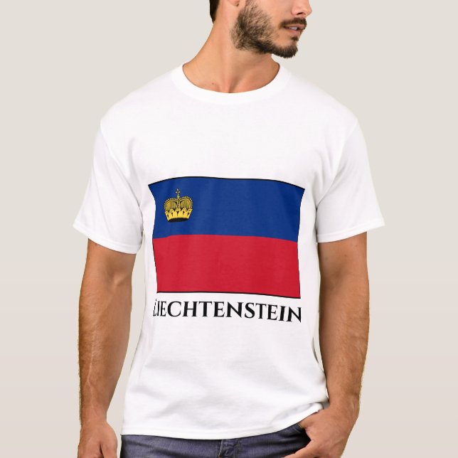 Liechtenstein Flagga T Shirt (Framsida)