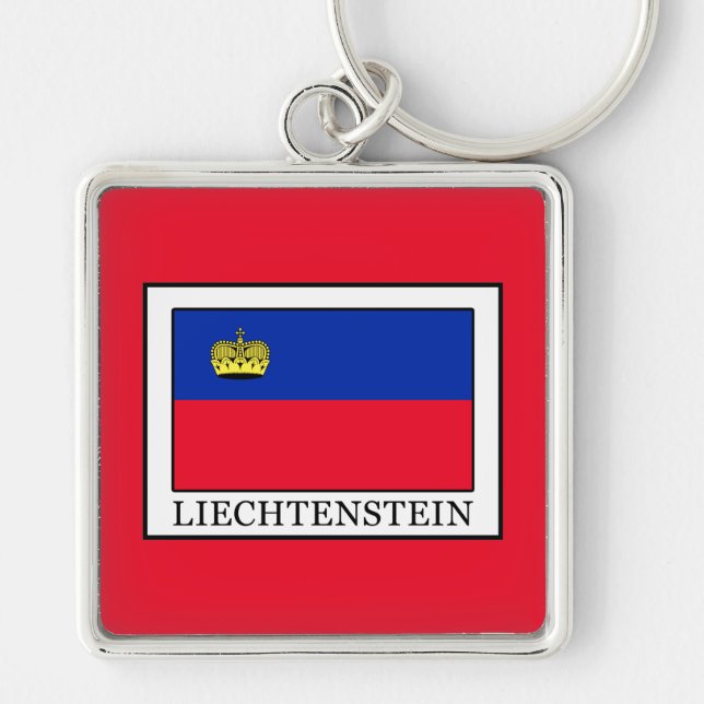 Liechtenstein Fyrkantig Silverfärgad Nyckelring (Framsidan)