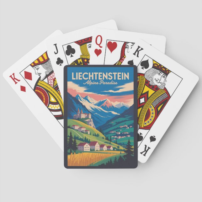 Liechtenstein Landscape Illustration Travel Art Casinokort (Baksidan)