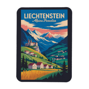 Liechtenstein landskapsillustration resa konst magnet