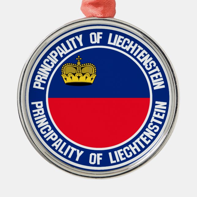 Liechtenstein Round Emblem Julgransprydnad Metall (Framsidan)