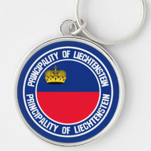 Liechtenstein Round Emblem Rund Silverfärgad Nyckelring