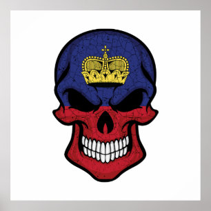 Liechtenstein Smiling Skull Flagga Poster