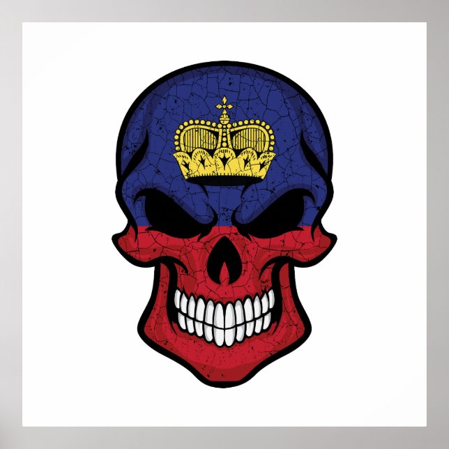 Liechtenstein Smiling Skull Flagga Poster (Framsidan)