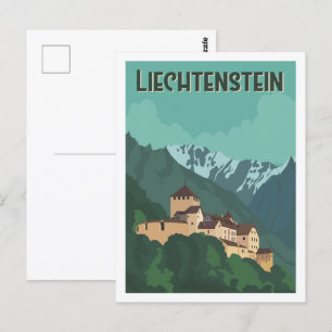 Liechtensteins Berömd Travel Ställe Illustration Vykort