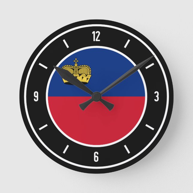 Liechtensteins Flagga Elegant Rund Klocka (Framsida)