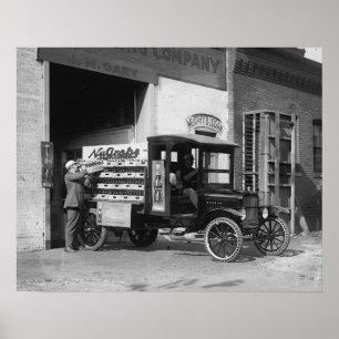 Lieferansvagn för läskedrycker, 1924. Gammalt foto Poster