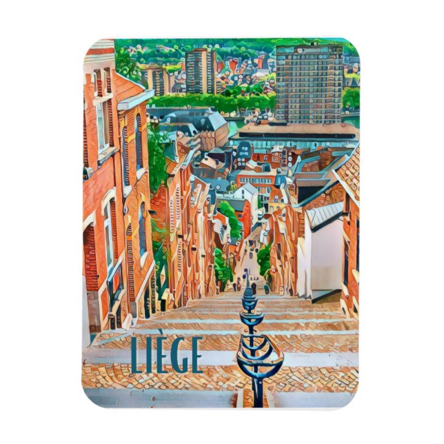 Liège Belgique Photo Vintage Magnet (Vertikal)