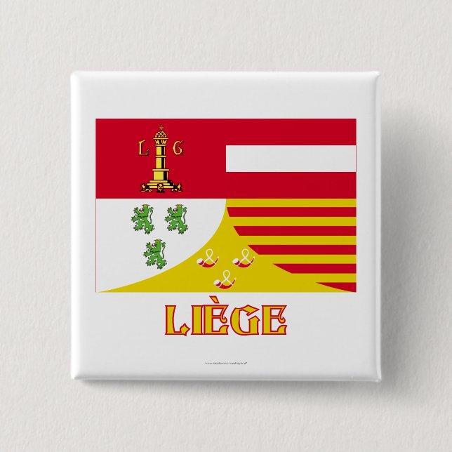 Liège flagga med namn (fransk) knapp (Framsida)