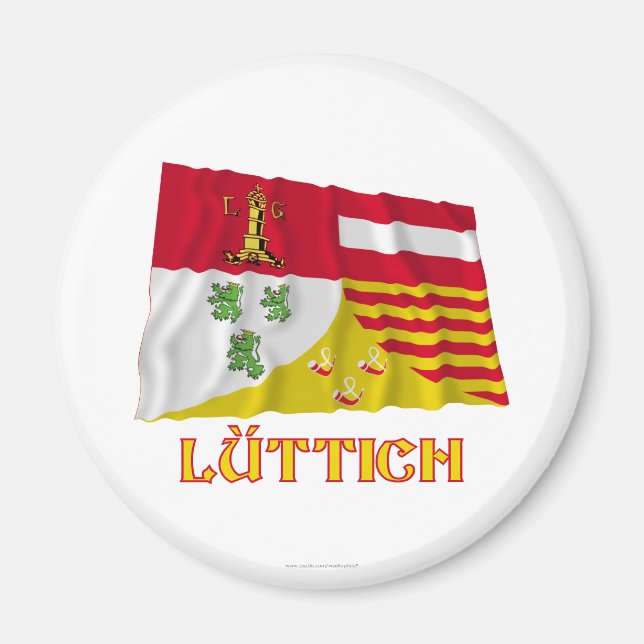 Liège Wave Flagga med Namn (tyska) Magnet (Framsidan)