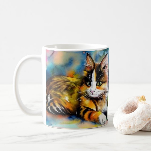 Liegende Katze, Aquarell -  Kaffemugg (Med munk)
