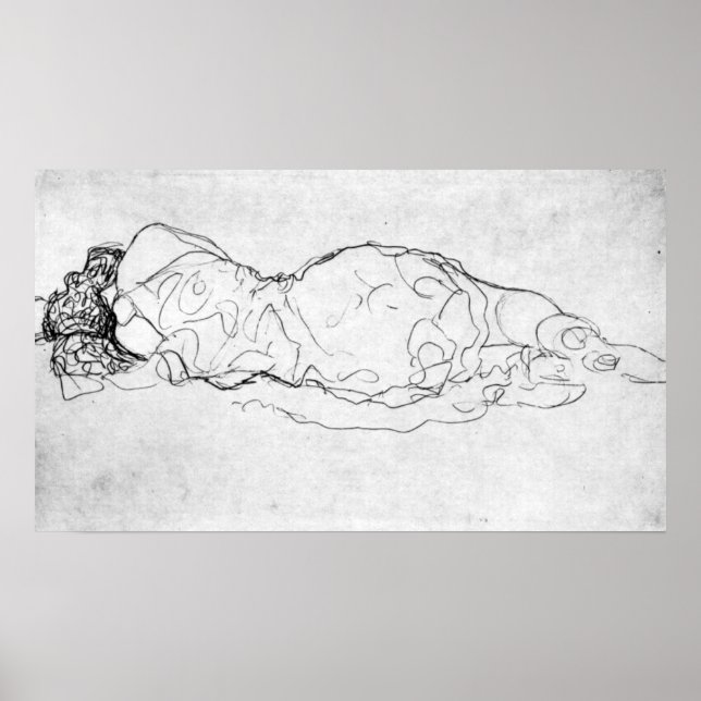 Liegende, tillbaka i figur av Gustav Klimt Poster (Framsidan)