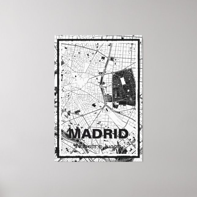 Lienzo mapa minimalista Madrid - Blanco-negro Canvastryck (Framsida)