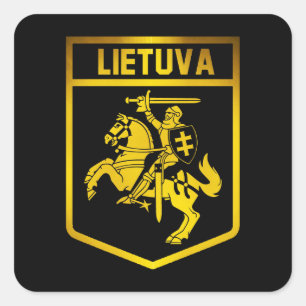 Lietuva Emblem Fyrkantigt Klistermärke