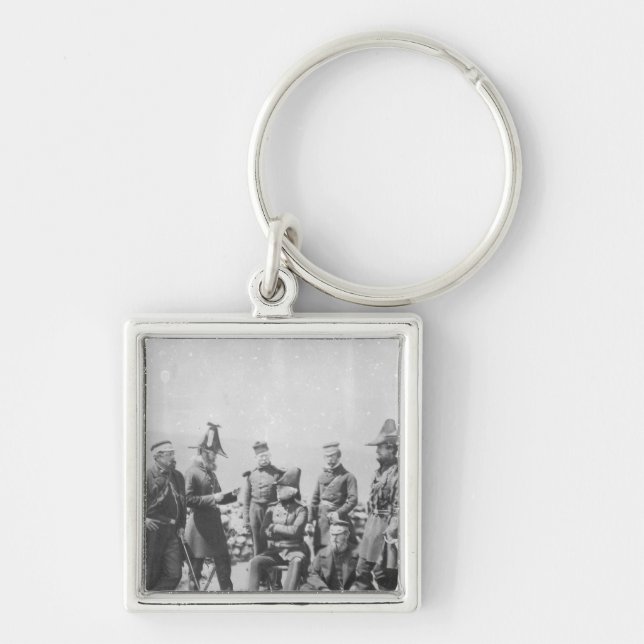 Lieutenant allmän herr George brun G.C.B Fyrkantig Silverfärgad Nyckelring (Framsidan)
