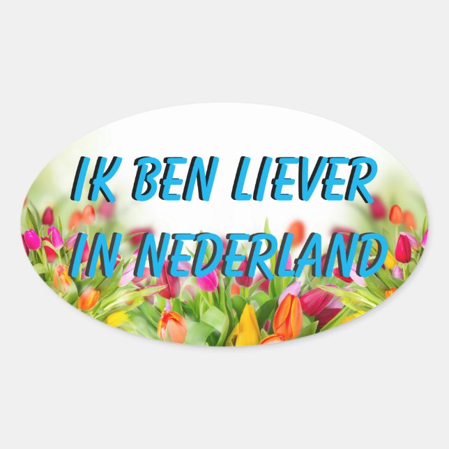 Liever in Nederland Sticker Ovalt Klistermärke (Framsida)