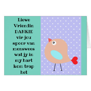 Liewe Vriendin Hälsningskort