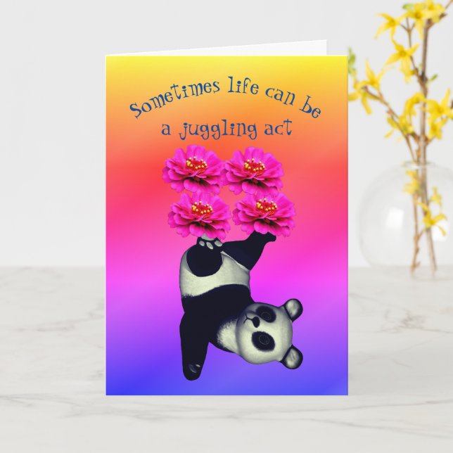 Life A Juggling Act Panda-inspirationskort Kort (Gul blomma)