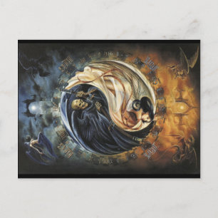 Life and Death Yin Yang Postcard, Andlig Vykort