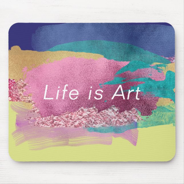 Life är Art Metallic Paint Push Strokes Mönster Musmatta (Framsidan)