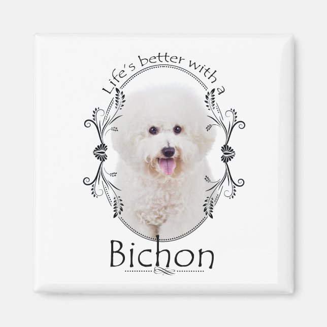Life är Bättre Bichon Magnet (Framsidan)