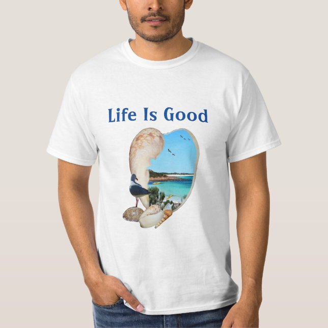 Life är Bra Beach Scene in Snäcka, T Shirt (Framsida)