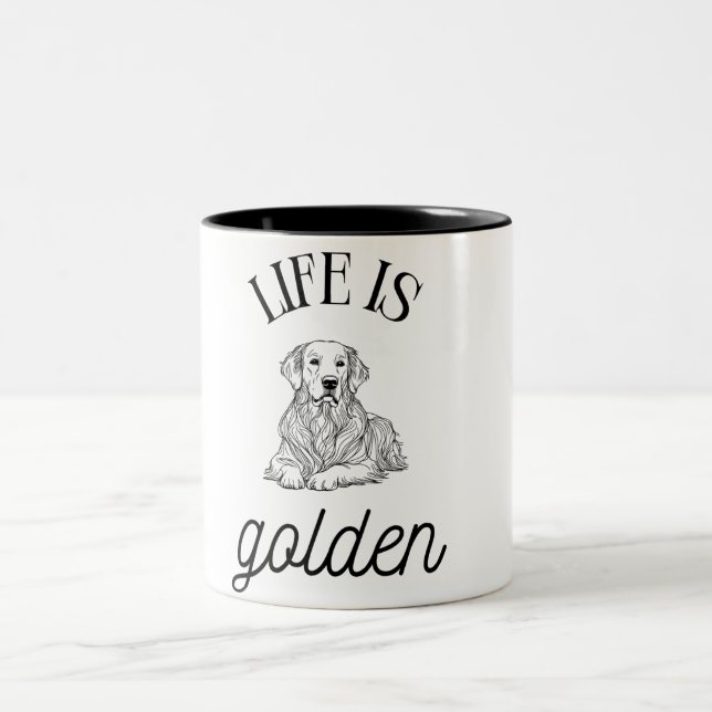 Life är Golden Minimlist Black White Coffee Mugg (Center)