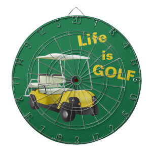 Life är Golf Cart Grönt Gult Dartboard Piltavla