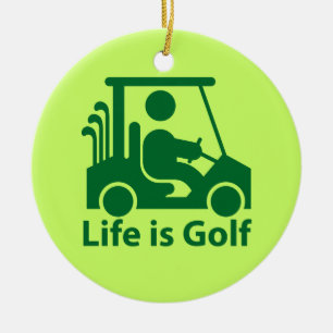 Life är Golf Golfer Golf Cart Grönt Ornament