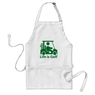 Life är Golf Golfer Golf Cart Grönt White Apron Förkläde