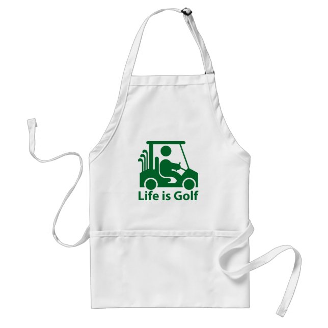 Life är Golf Golfer Golf Cart Grönt White Apron Förkläde (Framsidan)