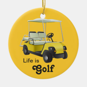 Life är Golf Golfer Golf Cart Gult Ornament