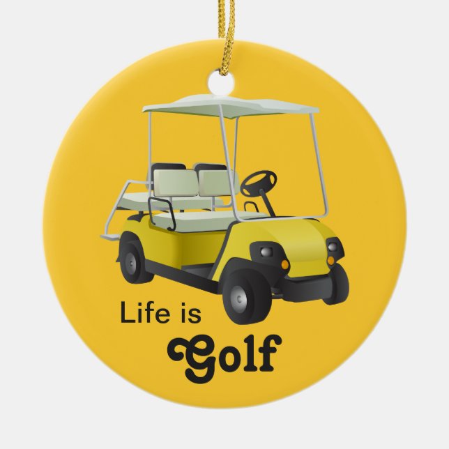 Life är Golf Golfer Golf Cart Gult Ornament (Framsidan)