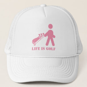 Life är Golf Golfer Rosa White Women's Boll Cap Truckerkeps